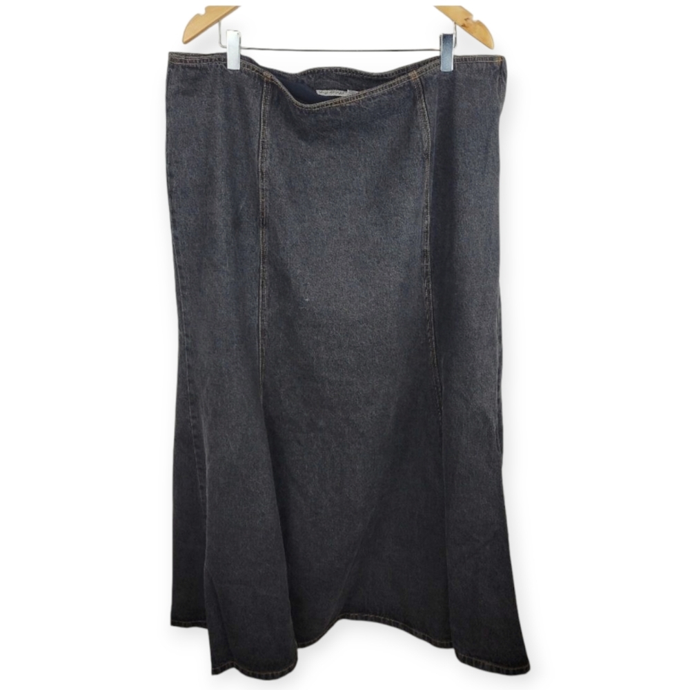 Newport news Maxi Vintage Denim Skirt Plus Size 20 W black grey acid wash
